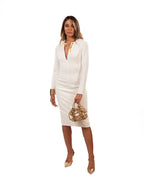 Elisabetta Franchi - Abito in crêpe leggero con catena gioiello