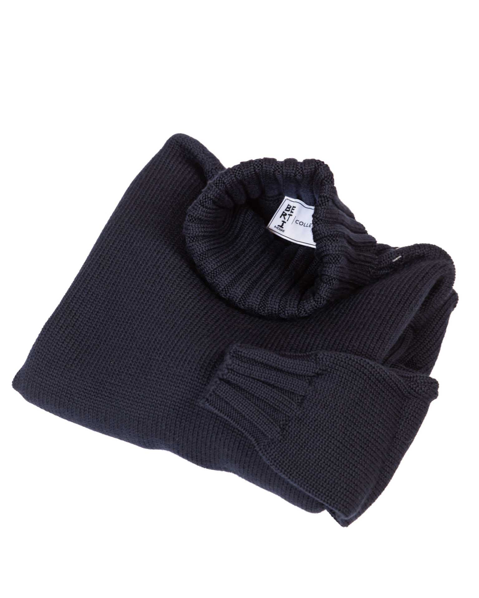 Berti mode collection maglione a collo alto blu