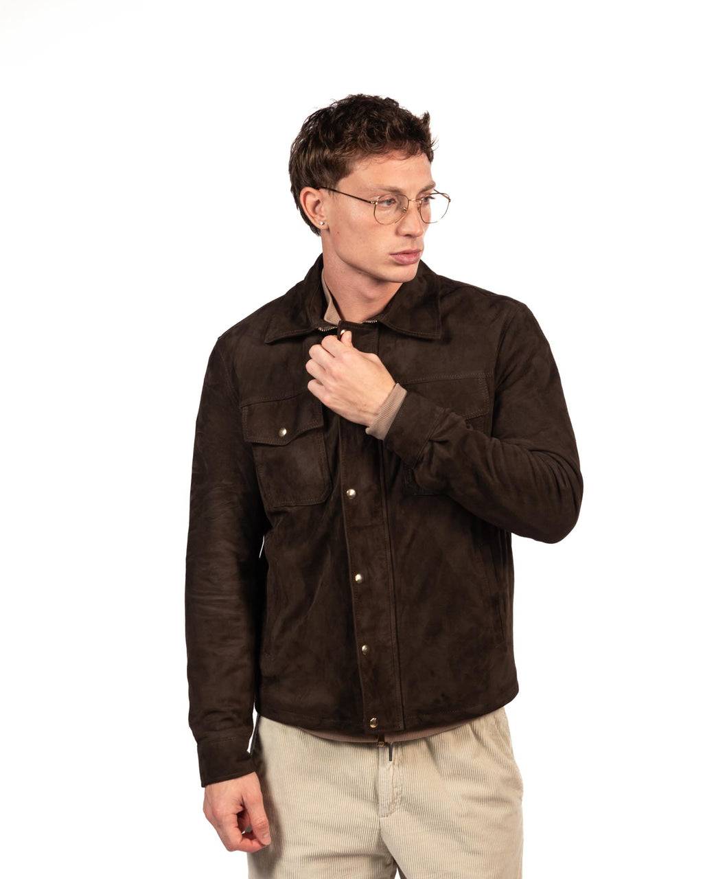 Berti mode colletion giubbino in pelle marrone