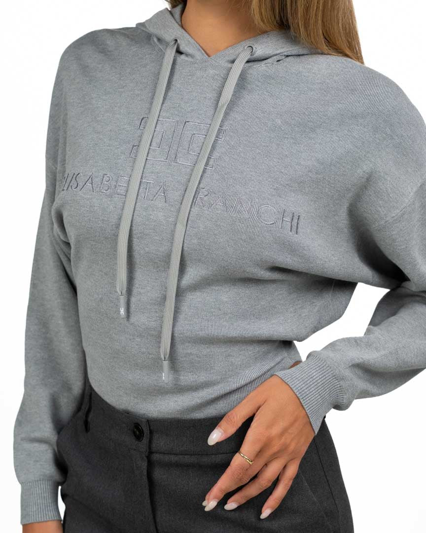 Body Felpa con Cappuccio e Logo Ricamato - Elisabetta Franchi