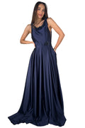 Abito blu notte in satin - Musani