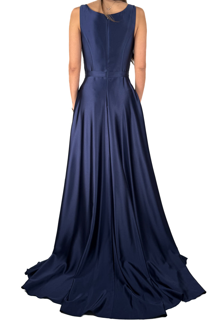 Abito blu notte in satin - Musani