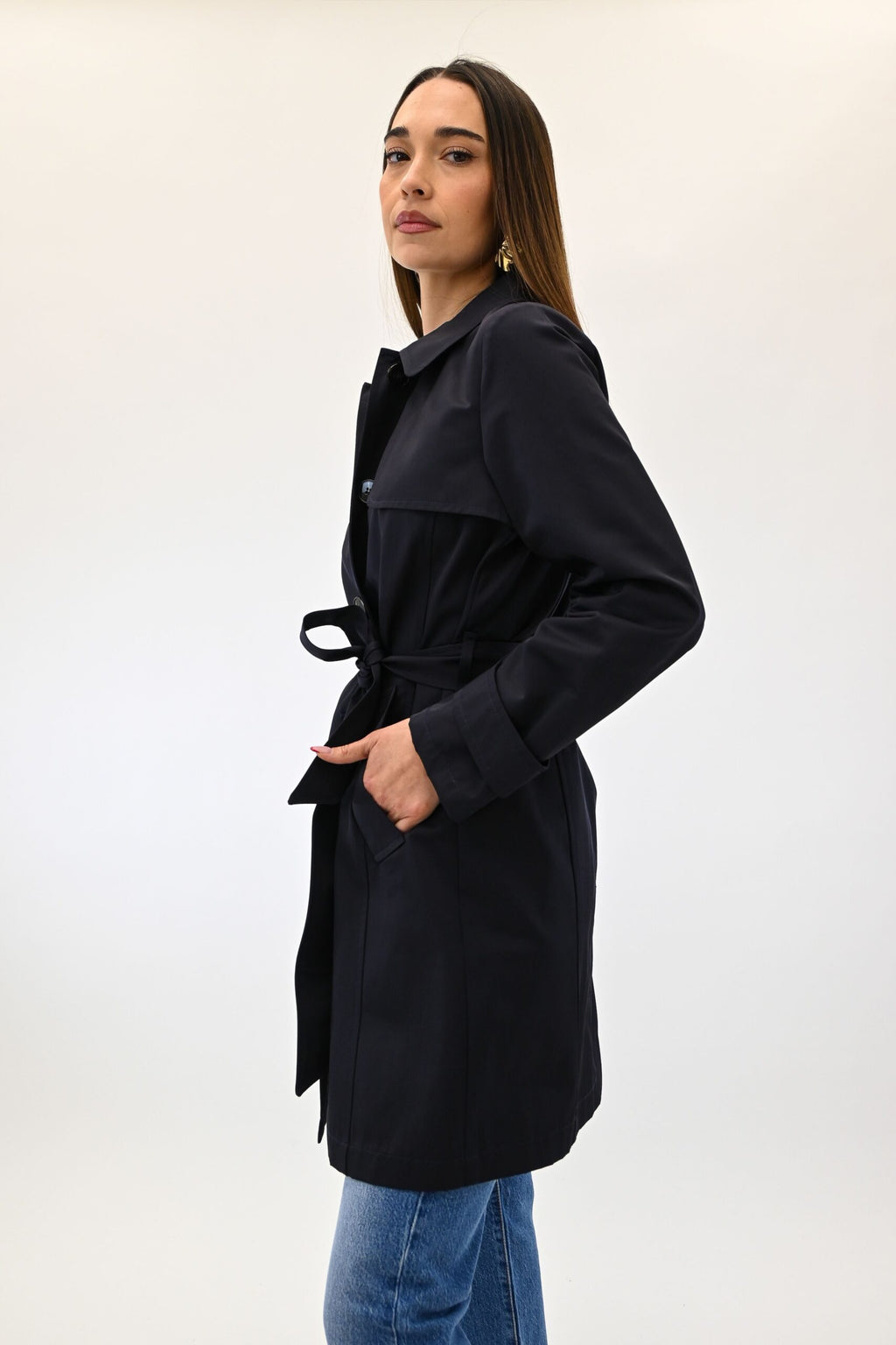 Emme Marella gabardina antigoccia lungo blu