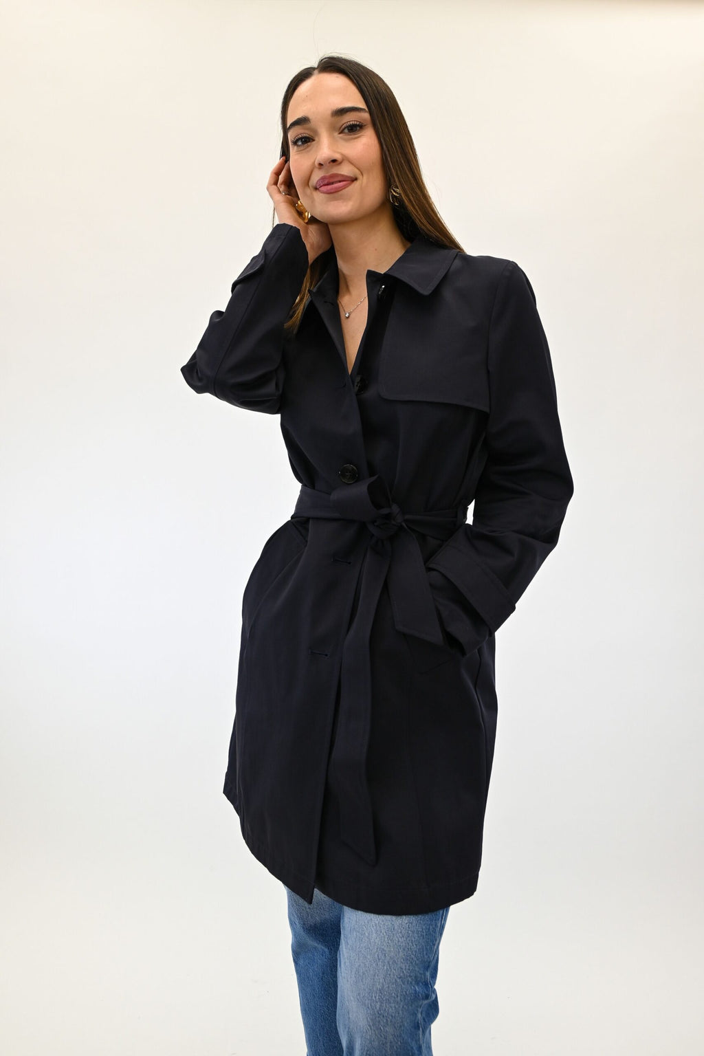 Emme Marella gabardina antigoccia lungo blu