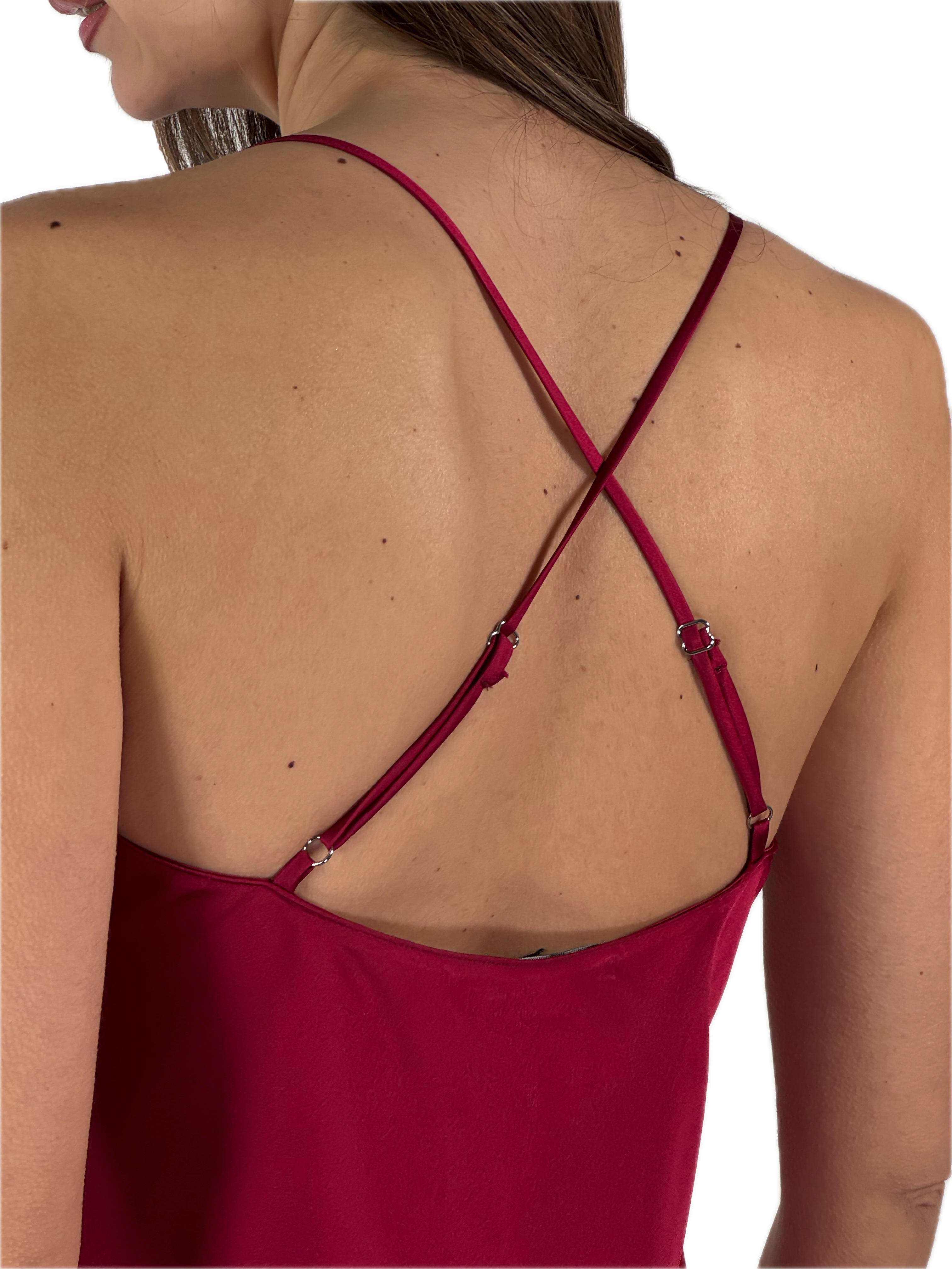 Slip Dress in Satin con Busto Arricciato magenta - Hanita