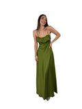 Slip Dress in Satin con Busto Arricciato verde - Hanita