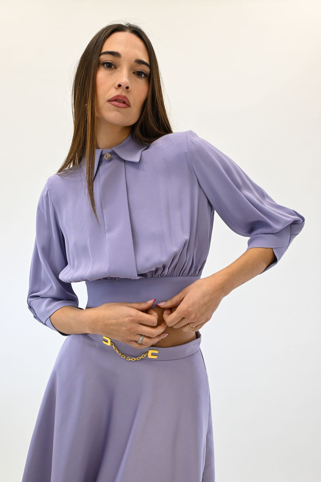 Elisabetta Franchi camicia cropped lilla