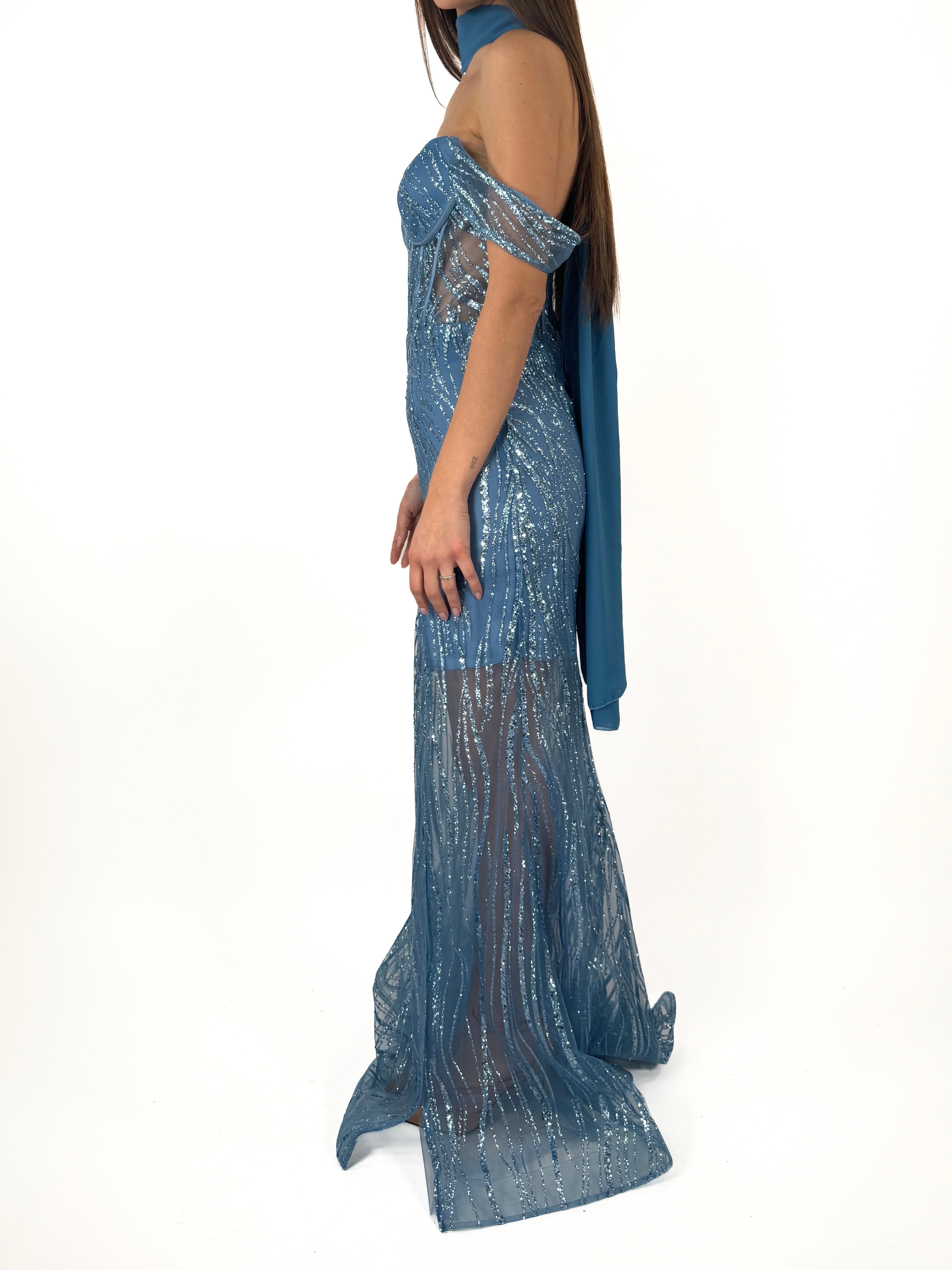 Abito a sirena azzurro - Berti Mode Collection