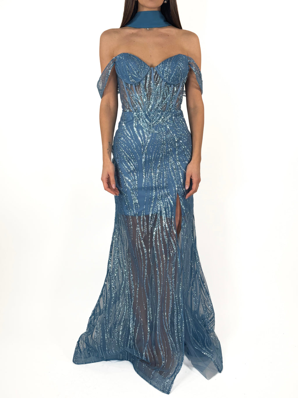 Abito a sirena azzurro - Berti Mode Collection