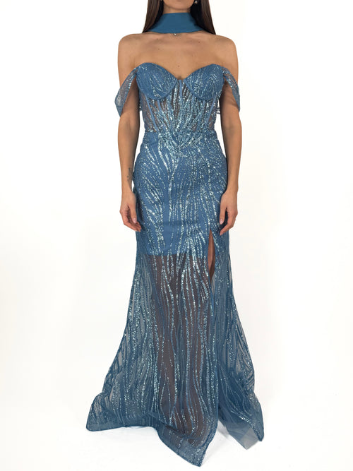 Abito a sirena azzurro - Berti Mode Collection