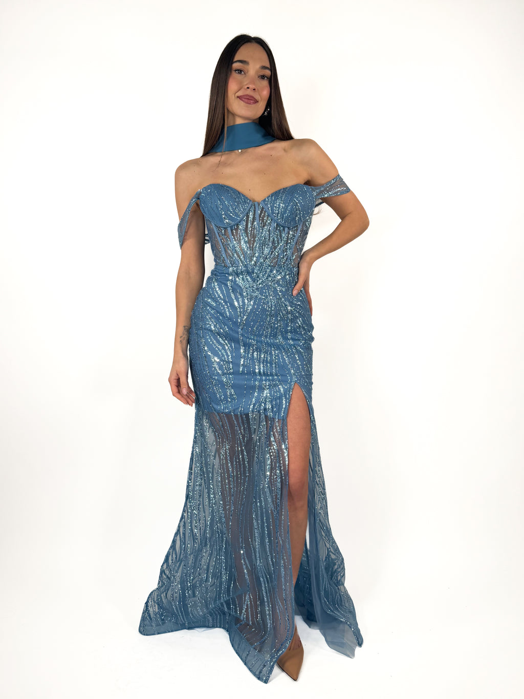 Abito a sirena azzurro - Berti Mode Collection