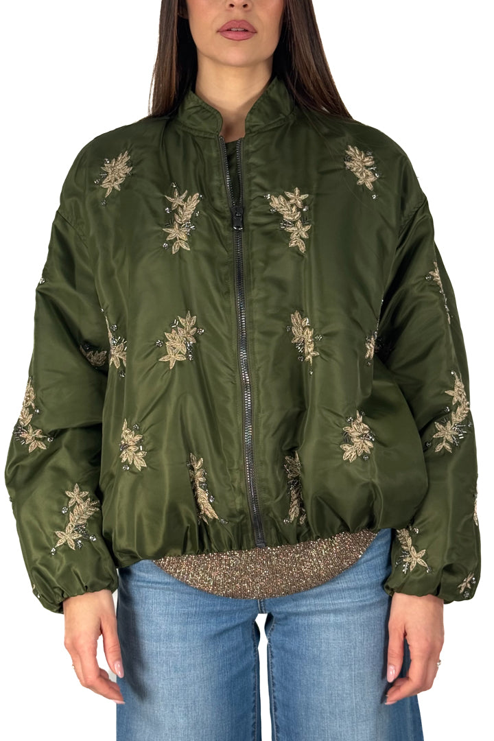 Bomber Oversize Ricamato – Verde Militare - Souvenir