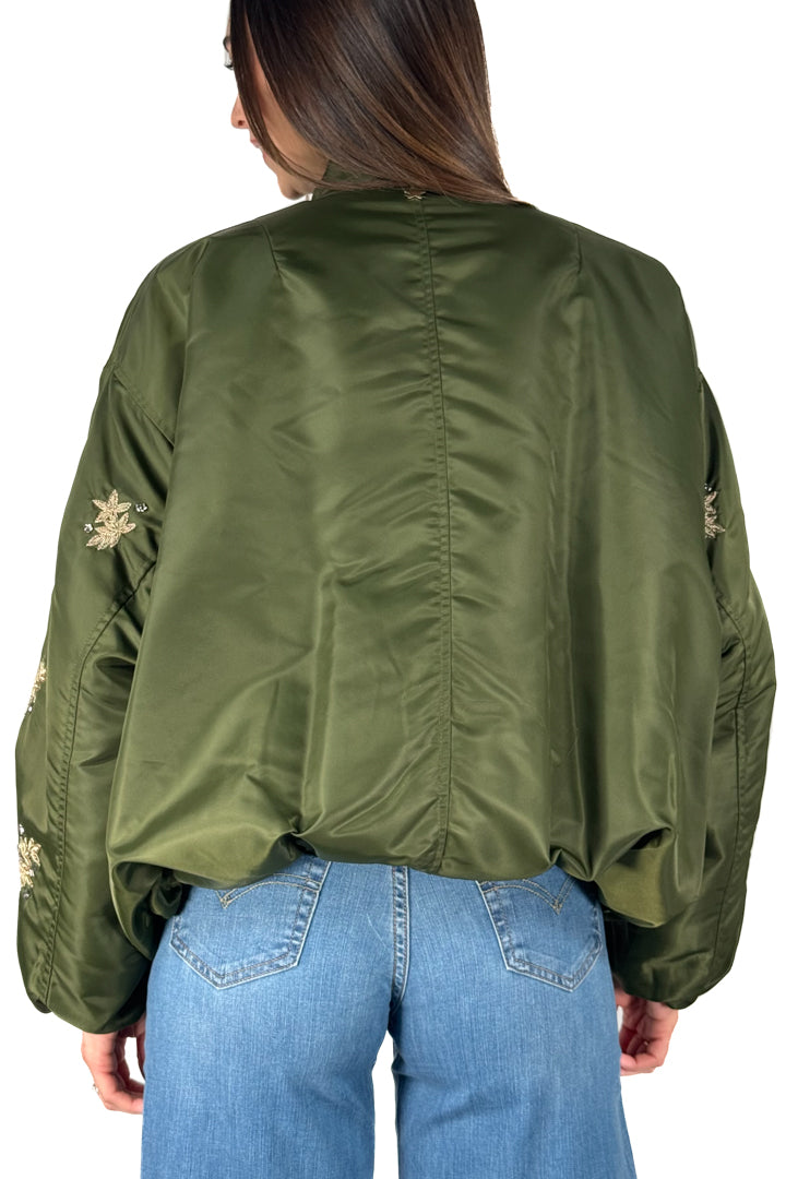 Bomber Oversize Ricamato – Verde Militare - Souvenir