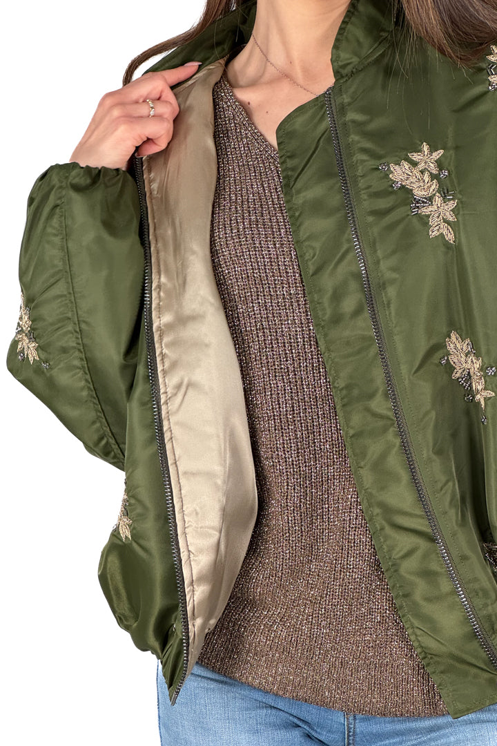 Bomber Oversize Ricamato – Verde Militare - Souvenir
