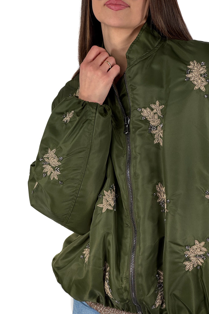 Bomber Oversize Ricamato – Verde Militare - Souvenir