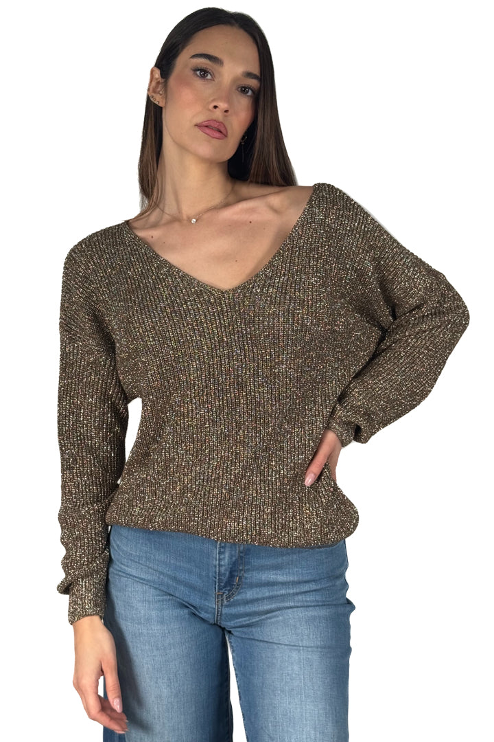 Maglioncino scollo a V in lurex - Souvenir