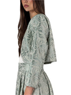 Bolerino Elegante in Jacquard Floreale Verde Salvia - Rinascimento