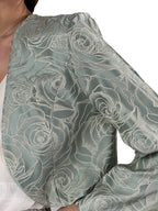 Bolerino Elegante in Jacquard Floreale Verde Salvia - Rinascimento