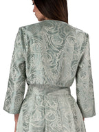 Bolerino Elegante in Jacquard Floreale Verde Salvia - Rinascimento