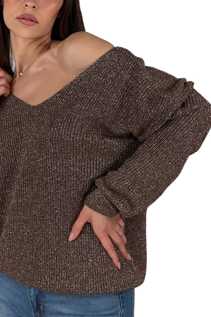 Maglioncino scollo a V in lurex - Souvenir