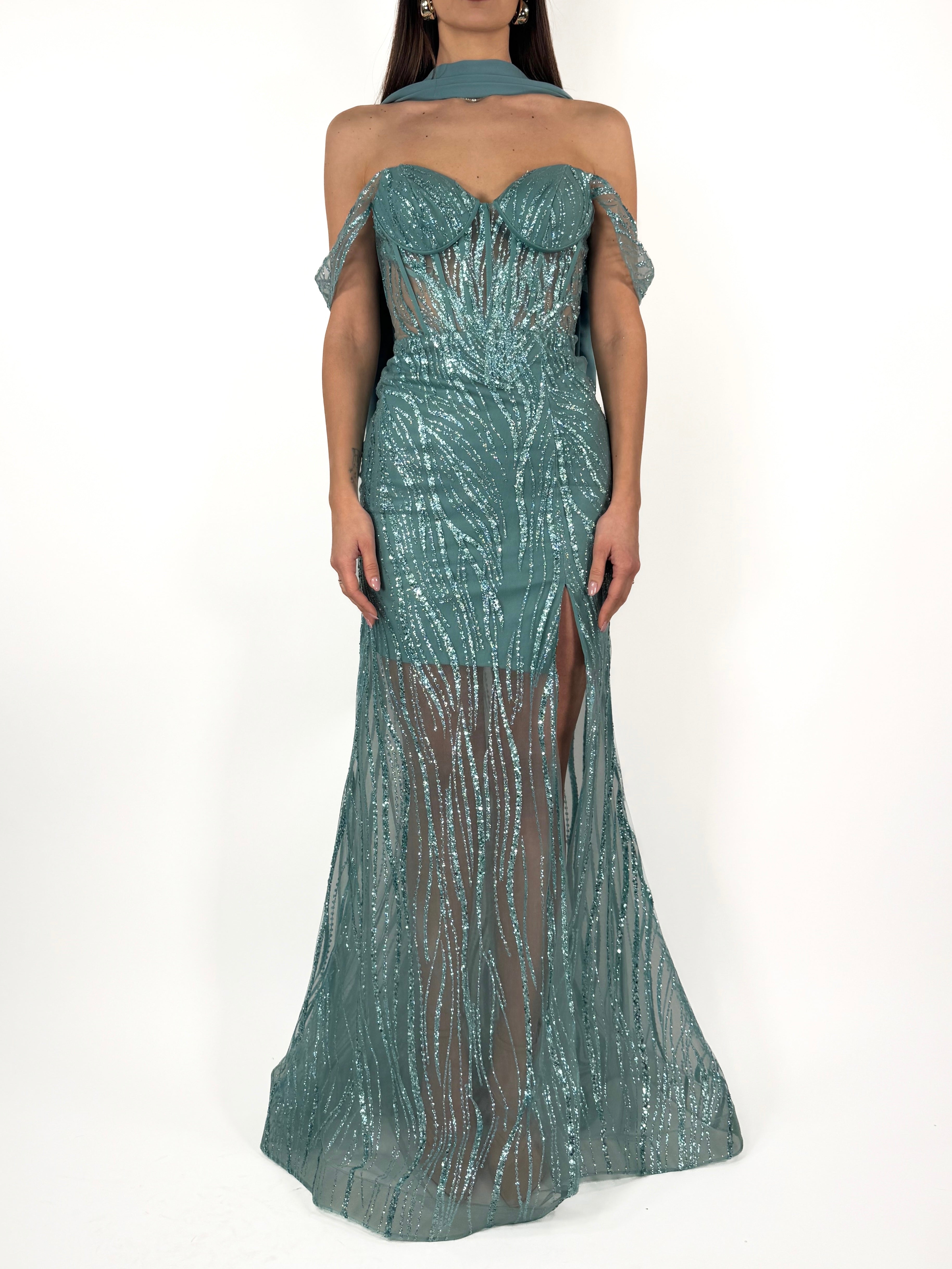 Abito a sirena verde acqua  - Berti Mode Collection