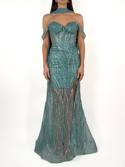 Abito a sirena verde acqua  - Berti Mode Collection