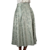 Gonna Midi a Ruota in Jacquard Floreale  Verde Salvia - Rinascimento