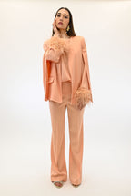 Twinset pantaloni a palazzo in raso salmone