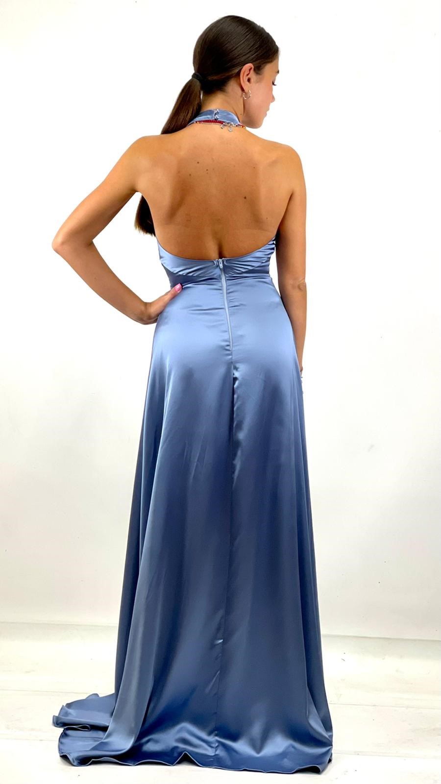 Berti Mode Collection - Abito polvere in raso con scollo all'americana